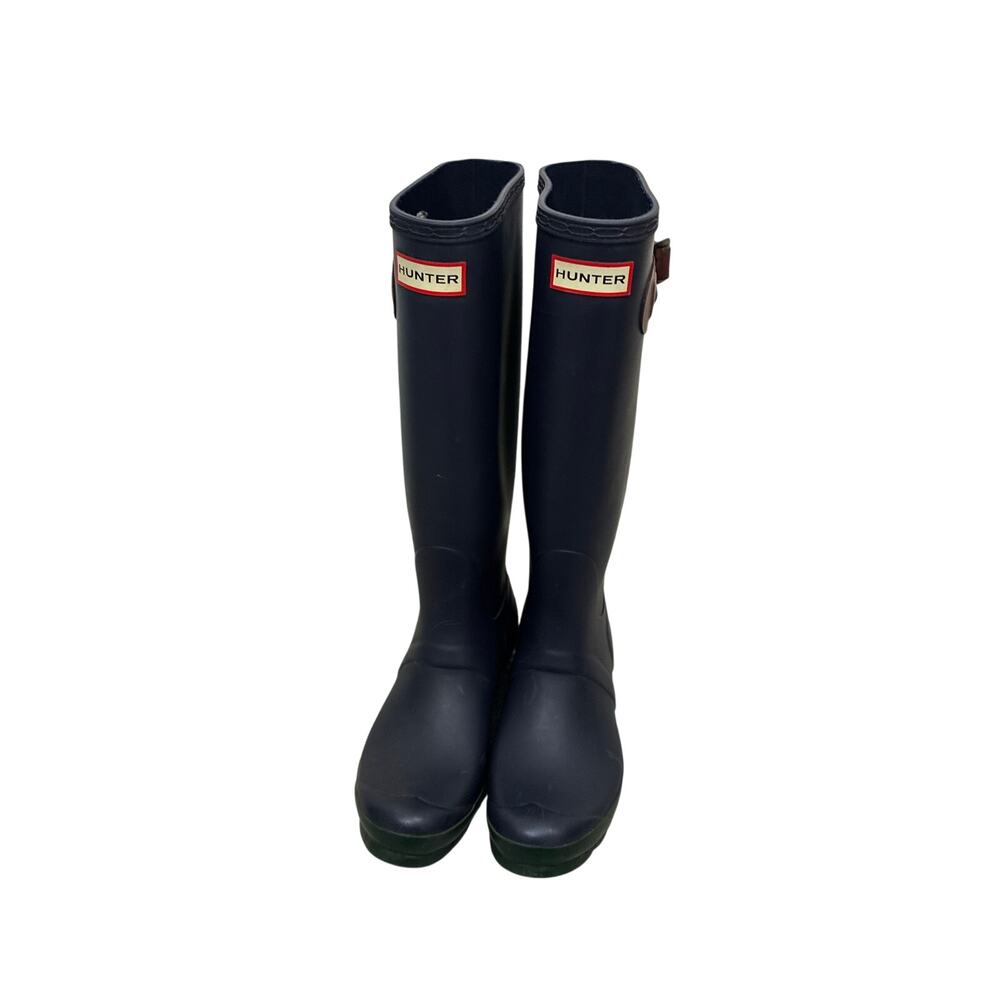 Hunter Original Tall Wellington Rain Boots Navy Green Sole Women’s Size 7